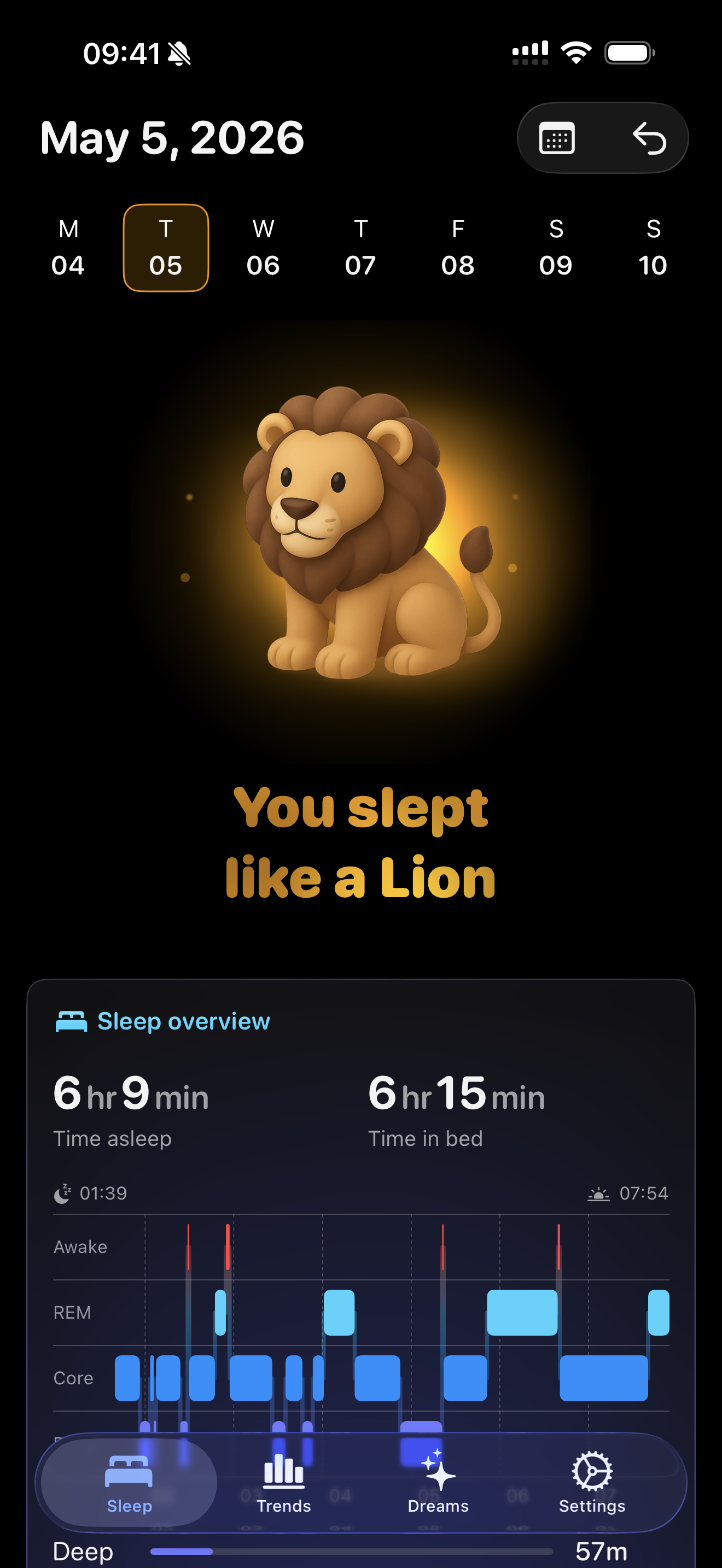 Lunomia Lion sleep style screen
